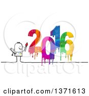 Poster, Art Print Of Stick Man Painting New Year 2016