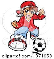 Manga Boy Playing Soccer
