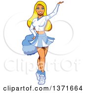 Clipart Of A Blond White Female Cheerleader Presenting Royalty Free Vector Illustration