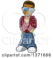 Clipart Of A Young Black Male Rapper Wearing Sunglasses Royalty Free Vector Illustration by Clip Art Mascots