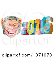 Poster, Art Print Of Colorful Low Polygon Geometric New Year 2016 With A Monkey Face
