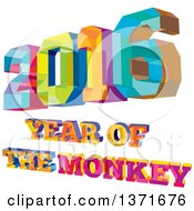 Poster, Art Print Of Colorful Low Polygon Geometric 2016 With Year Of The Monkey Text
