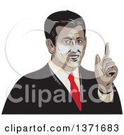 Retro Wpa Styled Business Man Holding Up A Finger