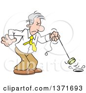 Cartoon Gray Haired Caucasian Man Pulling The Plug To End A Project