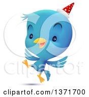 Poster, Art Print Of Cute Blue Bird Wearing A Party Hat And Dancing