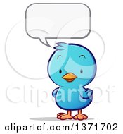 Poster, Art Print Of Cartoon Cute Blue Bird Talking