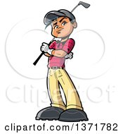 Clipart Of A Proud Young Male Golfer Royalty Free Vector Illustration