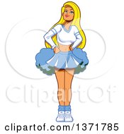Clipart Of A Blond Caucasian Cheerleader Royalty Free Vector Illustration