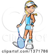 Poster, Art Print Of Blond White Girl Posing With A Tennis Racket