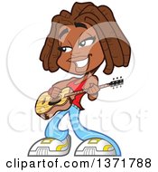 Clipart Of A Black Woman With Dreadlocks Playing An Acoustic Guitar Royalty Free Vector Illustration by Clip Art Mascots