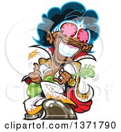 Clipart Of A Funky Black Male Bass Guitarist Royalty Free Vector Illustration by Clip Art Mascots
