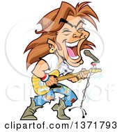 White Male Rock Star Singing And Playing A Guitar