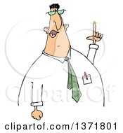 Cartoon Chubby White Business Man Holding A Booger On His Finger On A White Background
