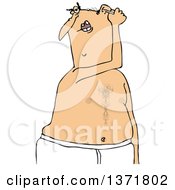 Poster, Art Print Of Cartoon Caucasian Man Cleaning His Ears