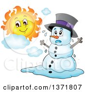 Poster, Art Print Of Christmas Snowman Melting Under The Shining Sun