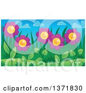 Poster, Art Print Of Garden Of Purple Daisy Flowers