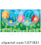 Poster, Art Print Of Garden Of Happy Daisy Flowers