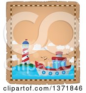 Poster, Art Print Of Boat And Lighthouse Parchment Page