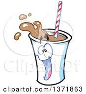 Clipart Of A Happy Cartoon Chocolate Milkshake Character Splashing Royalty Free Vector Illustration by Clip Art Mascots
