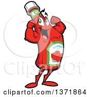Clipart Of A Strong Ketchup Bottle Mascot Flexing Royalty Free Vector Illustration
