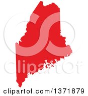 Clipart Of A Republican Political Themed Red Silhouetted Shape Of The State Of Maine USA Royalty Free Vector Illustration