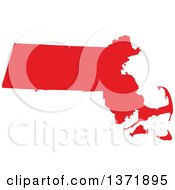 Clipart Of A Republican Political Themed Red Silhouetted Shape Of The State Of Massachusetts USA Royalty Free Vector Illustration