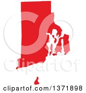 Republican Political Themed Red Silhouetted Shape Of The State Of Rhode Island Usa