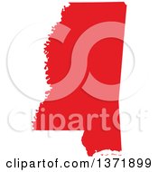 Clipart Of A Republican Political Themed Red Silhouetted Shape Of The State Of Mississippi USA Royalty Free Vector Illustration