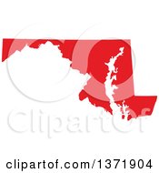 Clipart Of A Republican Political Themed Red Silhouetted Shape Of The State Of Maryland USA Royalty Free Vector Illustration