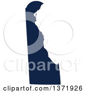 Poster, Art Print Of Democratic Political Themed Navy Blue Silhouetted Shape Of The State Of Delaware Usa