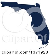 Clipart Of A Democratic Political Themed Navy Blue Silhouetted Shape Of The State Of Florida USA Royalty Free Vector Illustration