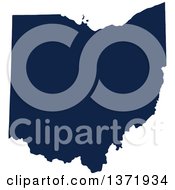 Democratic Political Themed Navy Blue Silhouetted Shape Of The State Of Ohio Usa