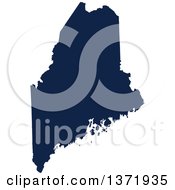 Clipart Of A Democratic Political Themed Navy Blue Silhouetted Shape Of The State Of Maine USA Royalty Free Vector Illustration