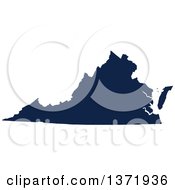 Democratic Political Themed Navy Blue Silhouetted Shape Of The State Of Virginia USA by Jamers