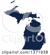 Clipart Of A Democratic Political Themed Navy Blue Silhouetted Shape Of The State Of Michigan USA Royalty Free Vector Illustration