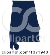 Clipart Of A Democratic Political Themed Navy Blue Silhouetted Shape Of The State Of Alabama USA Royalty Free Vector Illustration