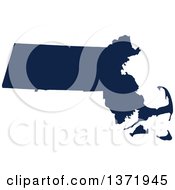 Democratic Political Themed Navy Blue Silhouetted Shape Of The State Of Massachusetts Usa