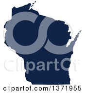 Democratic Political Themed Navy Blue Silhouetted Shape Of The State Of Wisconsin Usa