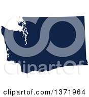 Democratic Political Themed Navy Blue Silhouetted Shape Of The State Of Washington Usa