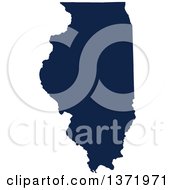 Poster, Art Print Of Democratic Political Themed Navy Blue Silhouetted Shape Of The State Of Illinois Usa