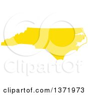 Poster, Art Print Of Yellow Silhouetted Map Shape Of The State Of North Carolina United States