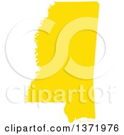 Poster, Art Print Of Yellow Silhouetted Map Shape Of The State Of Mississippi United States