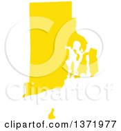 Yellow Silhouetted Map Shape Of The State Of Rhode Island United States