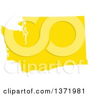 Clipart Of A Yellow Silhouetted Map Shape Of The State Of Washington United States Royalty Free Vector Illustration