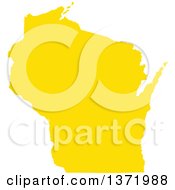 Yellow Silhouetted Map Shape Of The State Of Wisconsin United States