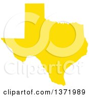 Yellow Silhouetted Map Shape Of The State Of Texas United States