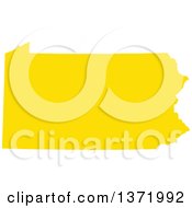 Clipart Of A Yellow Silhouetted Map Shape Of The State Of Pennsylvania United States Royalty Free Vector Illustration