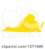 Poster, Art Print Of Yellow Silhouetted Map Shape Of The State Of Virginia United States