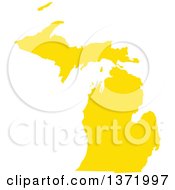 Yellow Silhouetted Map Shape Of The State Of Michigan United States by Jamers