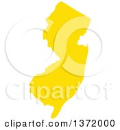 Poster, Art Print Of Yellow Silhouetted Map Shape Of The State Of New Jersey United States
